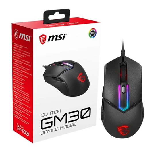 MSI Clutch GM30 6200 DPI Adjustable Omron Switch Symmetrical Design Wired RGB Gaming Mouse
